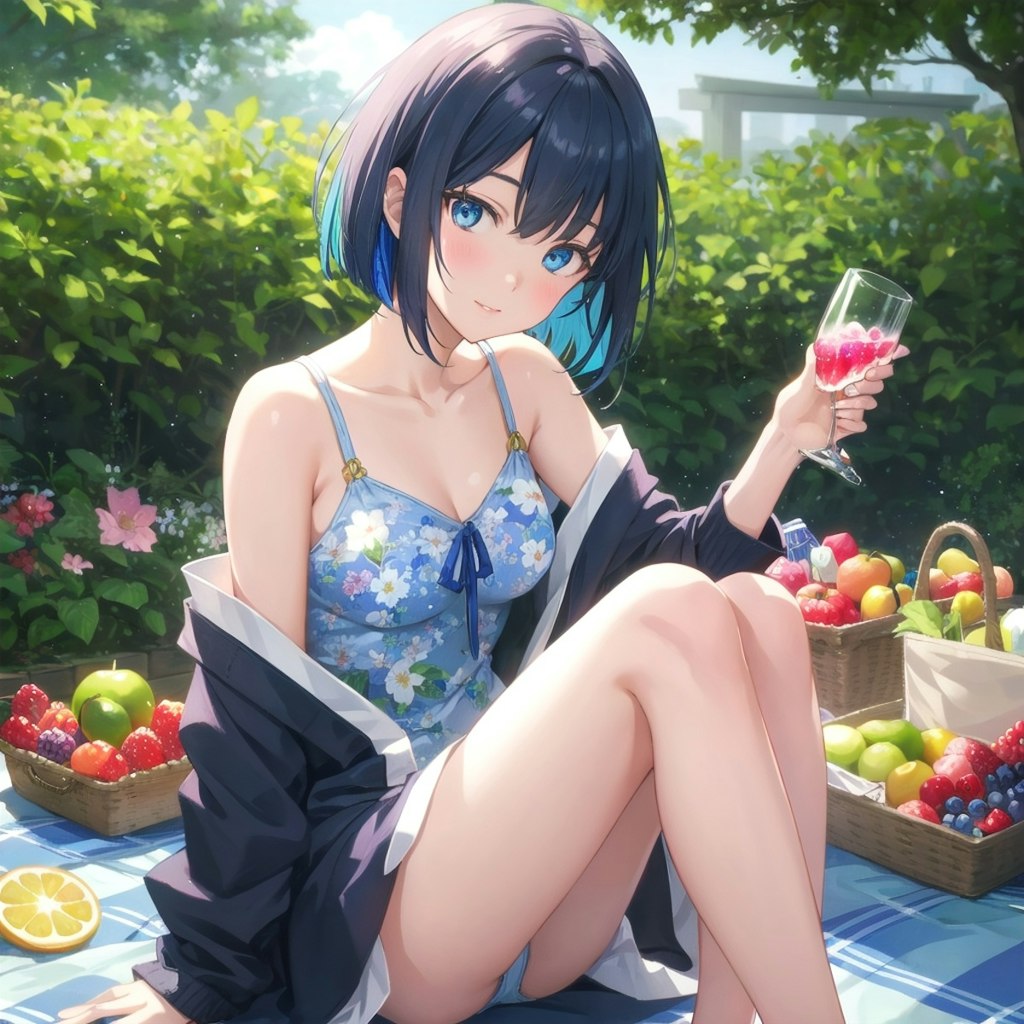 フルーツゼリーとガーデンピクニック