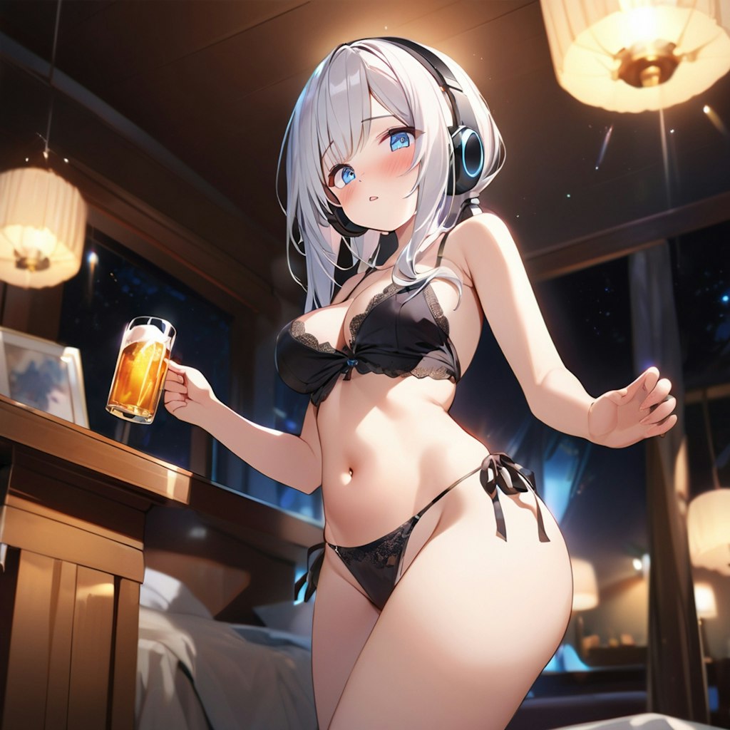 うさみみちゃん(お部屋でお酒