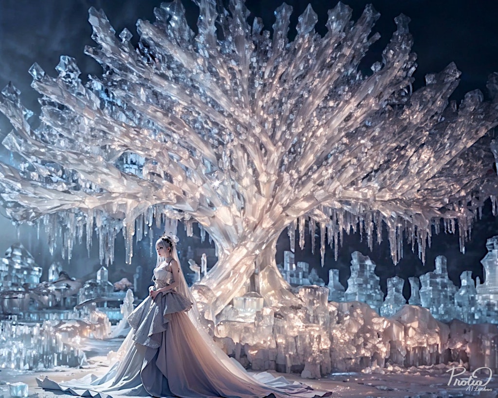 Ice Sculpture of a Large Tree