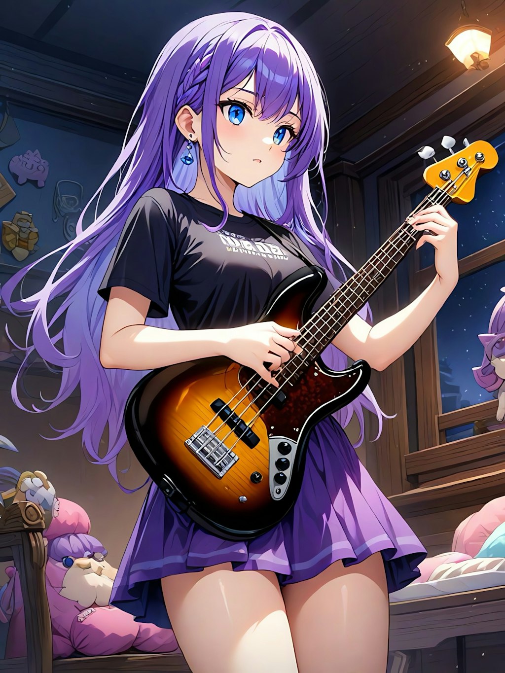 ベースの練習をする志乃舞🎸