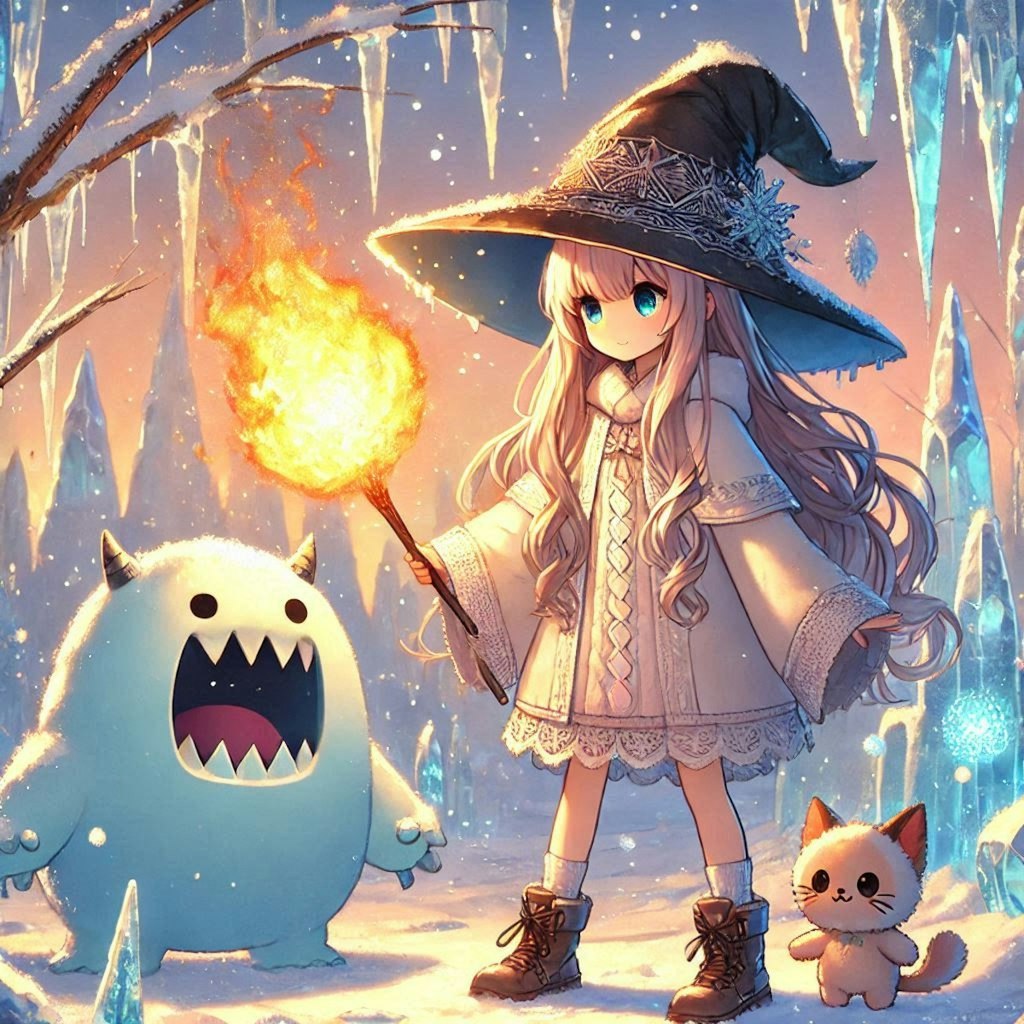 氷の世界を探索する魔法少女