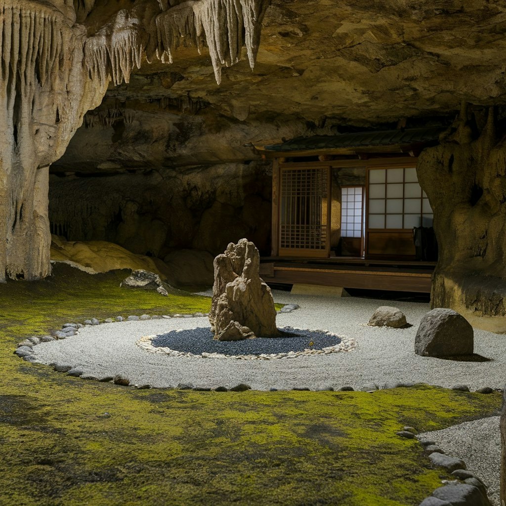 洞窟の中の日本庭園