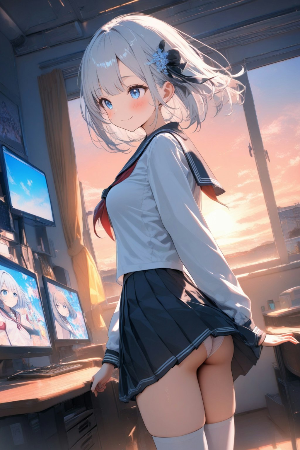 夕日とパンツ