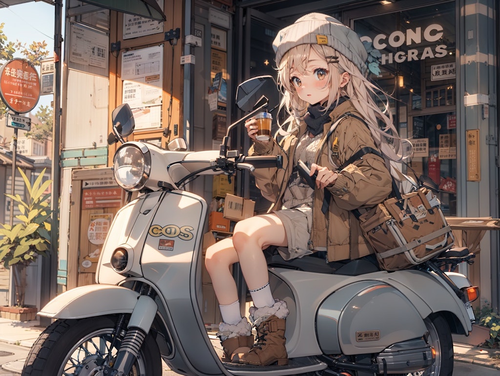 バイクでカフェ