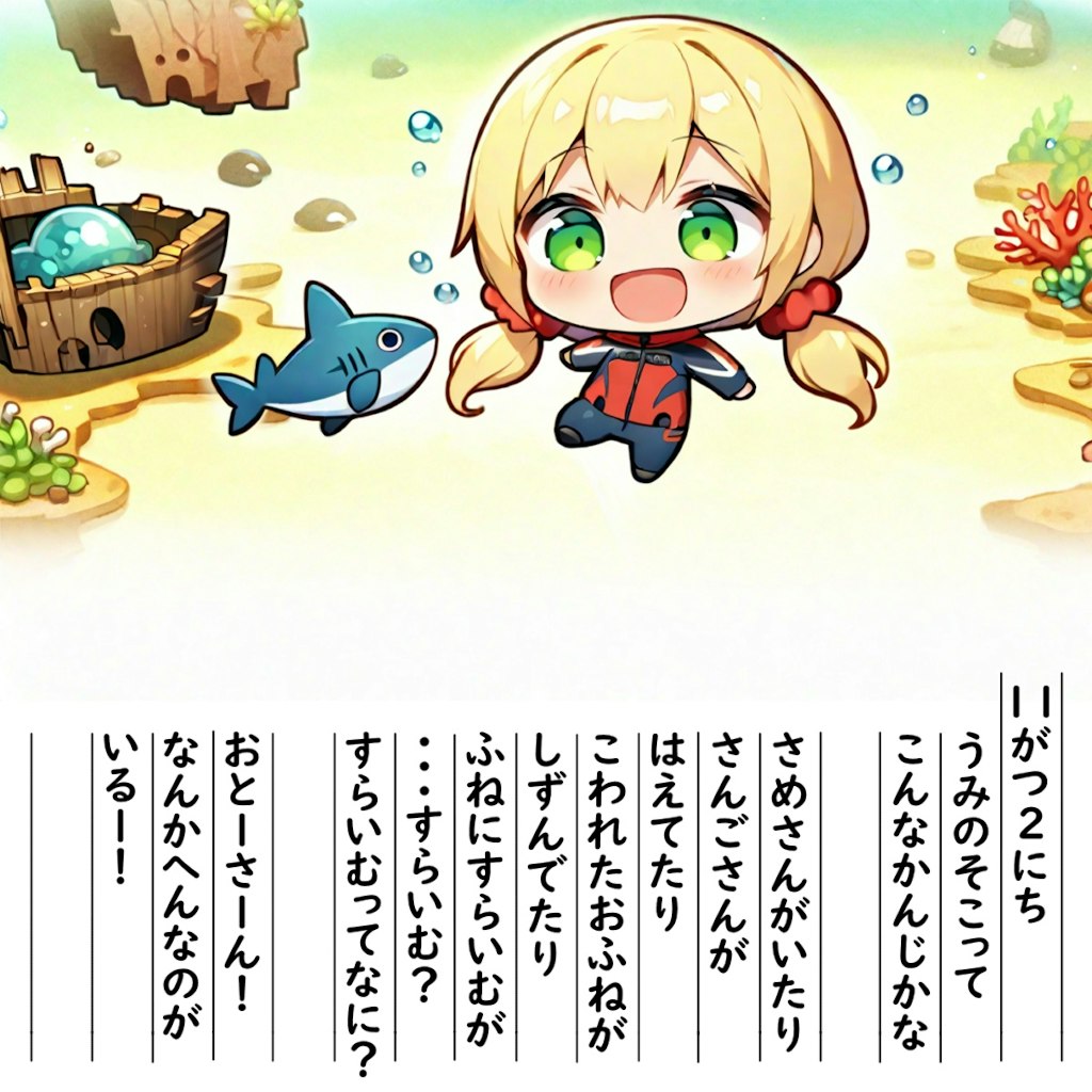 【絵日記】うみのなかはこんなかんじ？