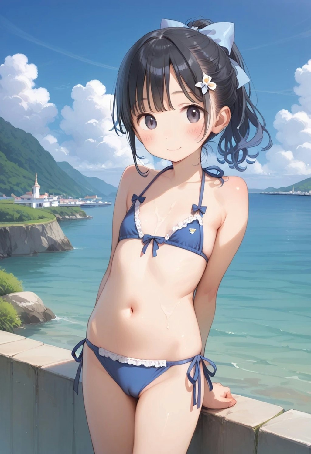 ポニテ〇リJ〇ちゃんのビキニ姿（青）