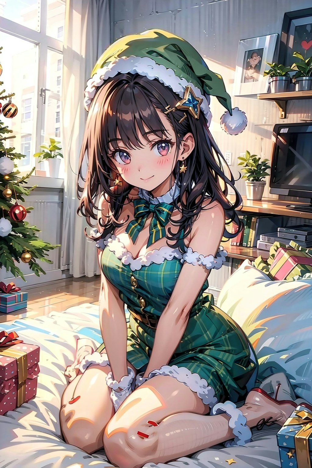 ちちぷいクリスマス　何故か？緑のサンタがでました？