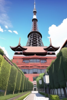 東京タワーと城を融合させたらこんなのが出来ました。