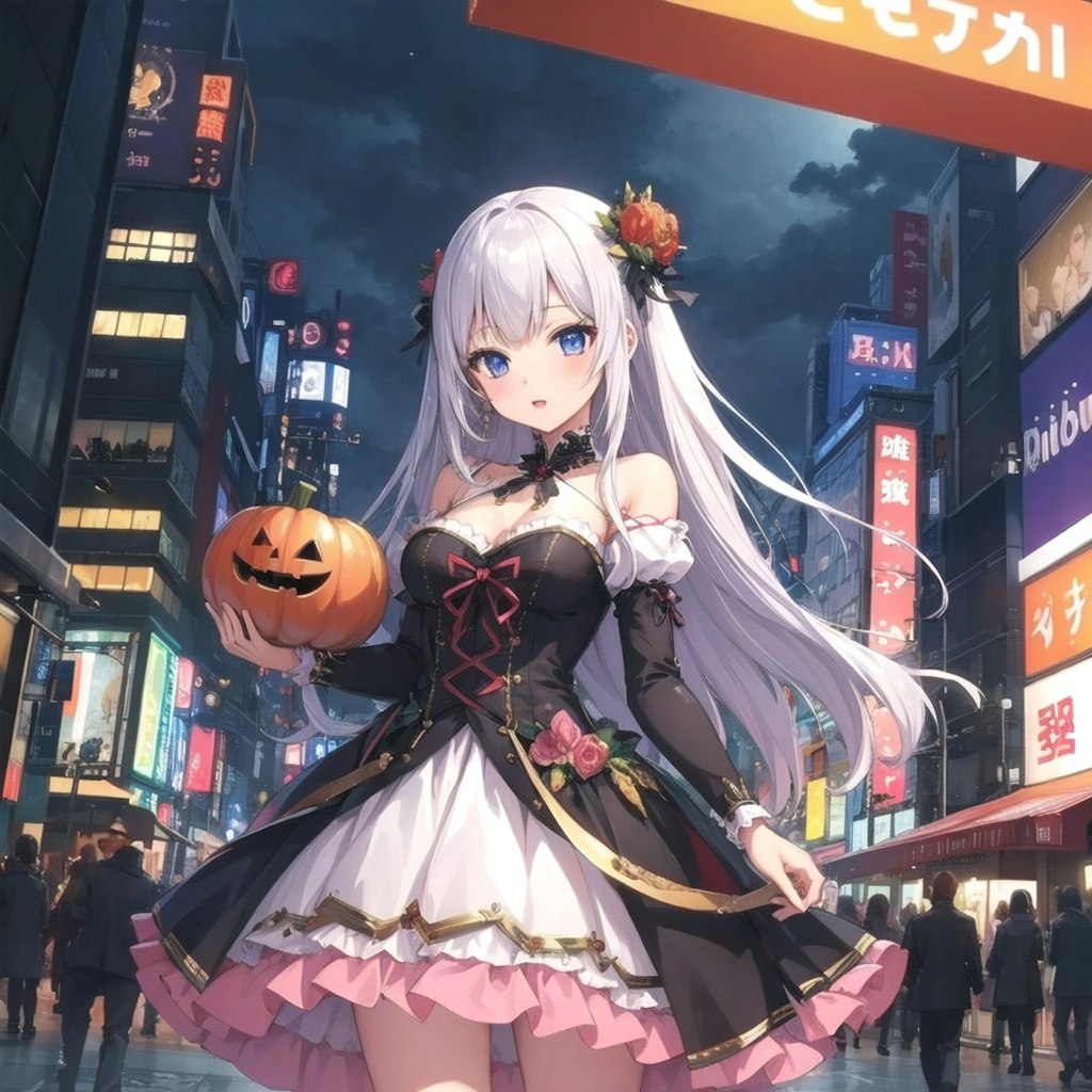 渋谷のハロウィンにドレスで行っちゃうガール