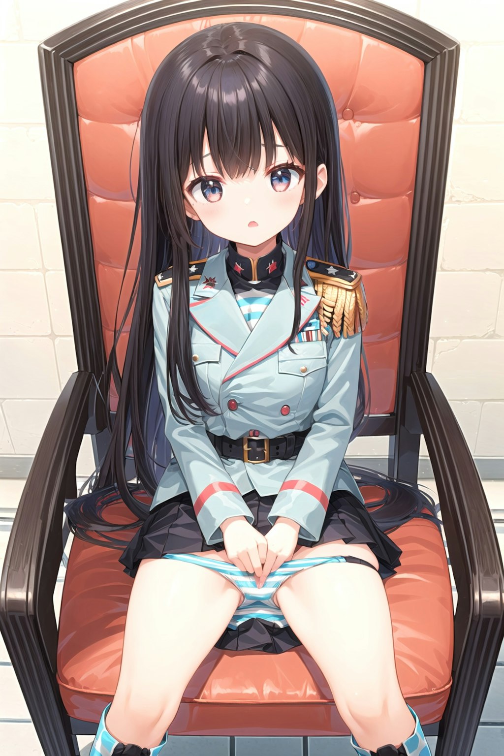 縞パン軍服少女