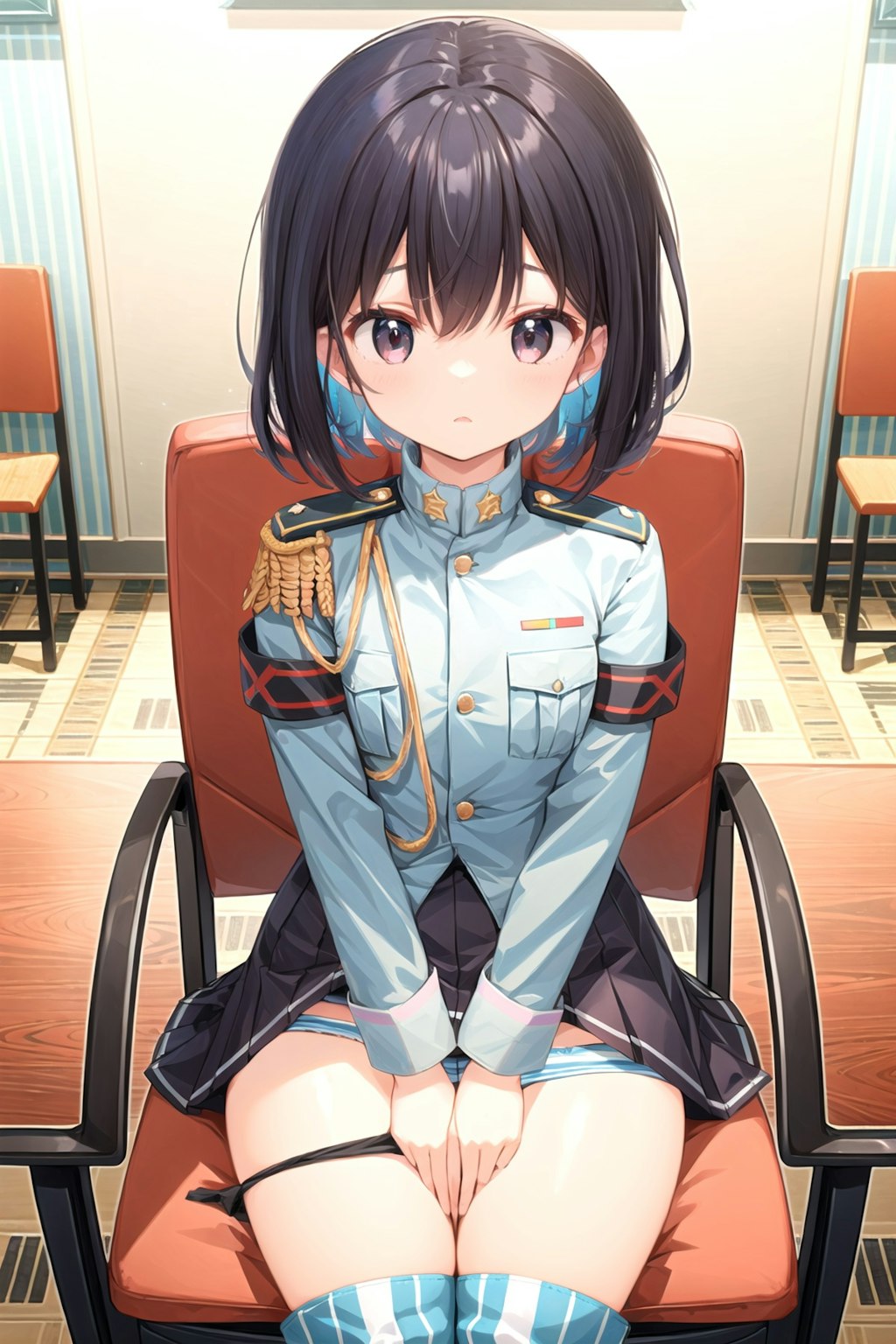 縞パン軍服少女