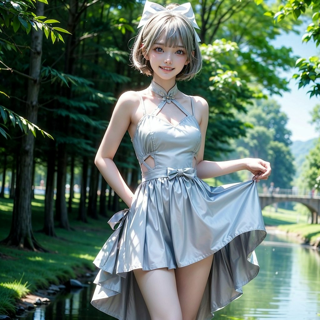 silver colored Cut-out back sundress