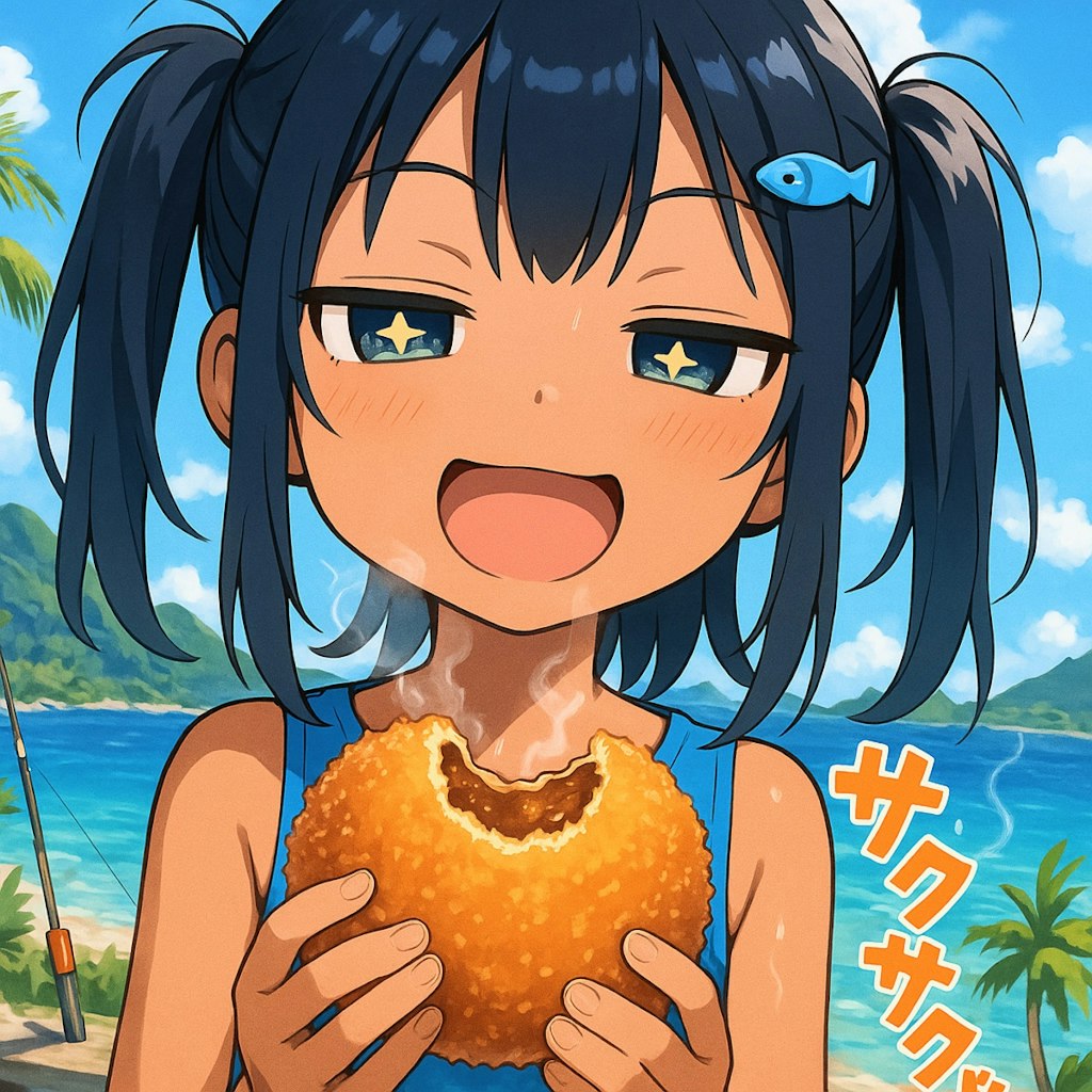 カレーパンを食べるこなつちゃん