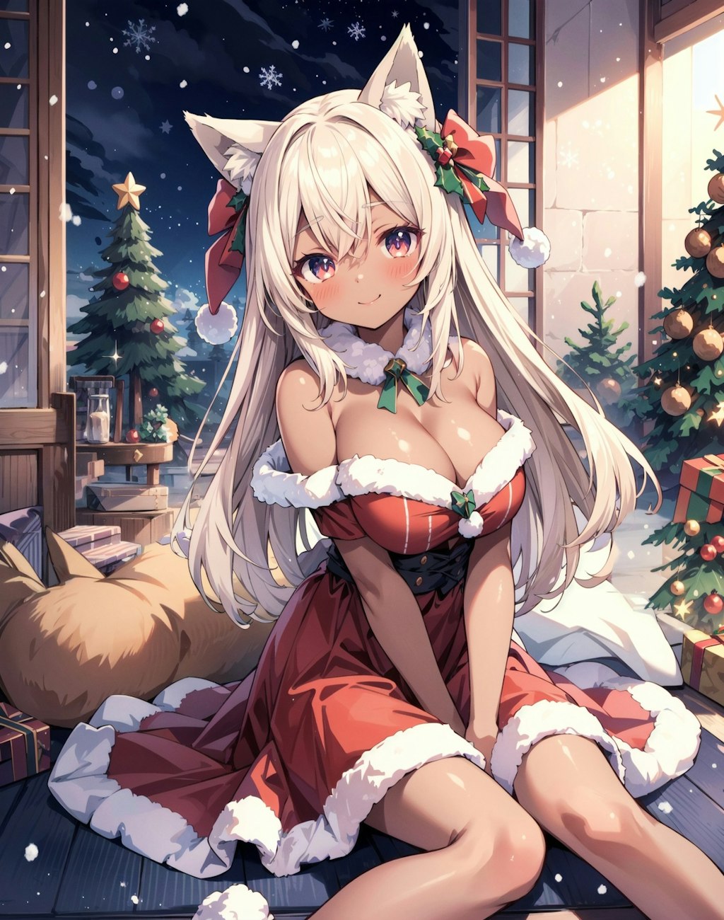 お部屋でクリスマス狐娘