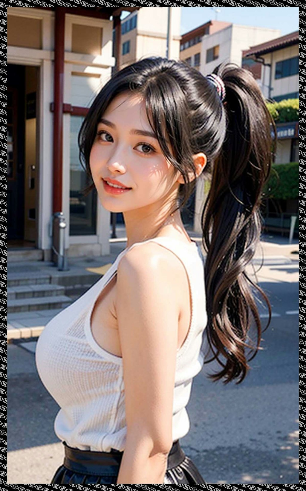 ポニテ巨乳の私服　Private clothes with big breasts in ponytail