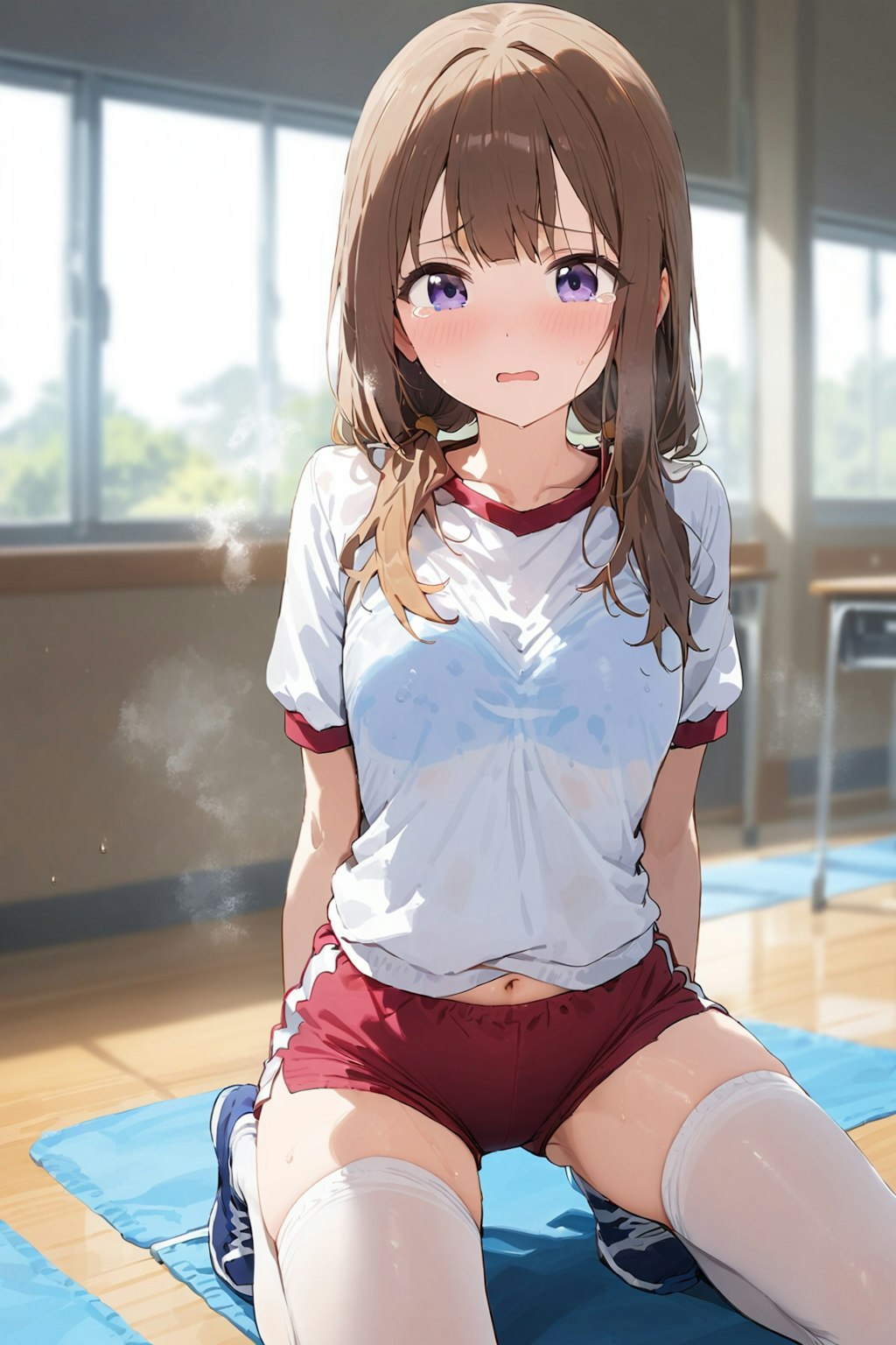 茶髪ロング体操服