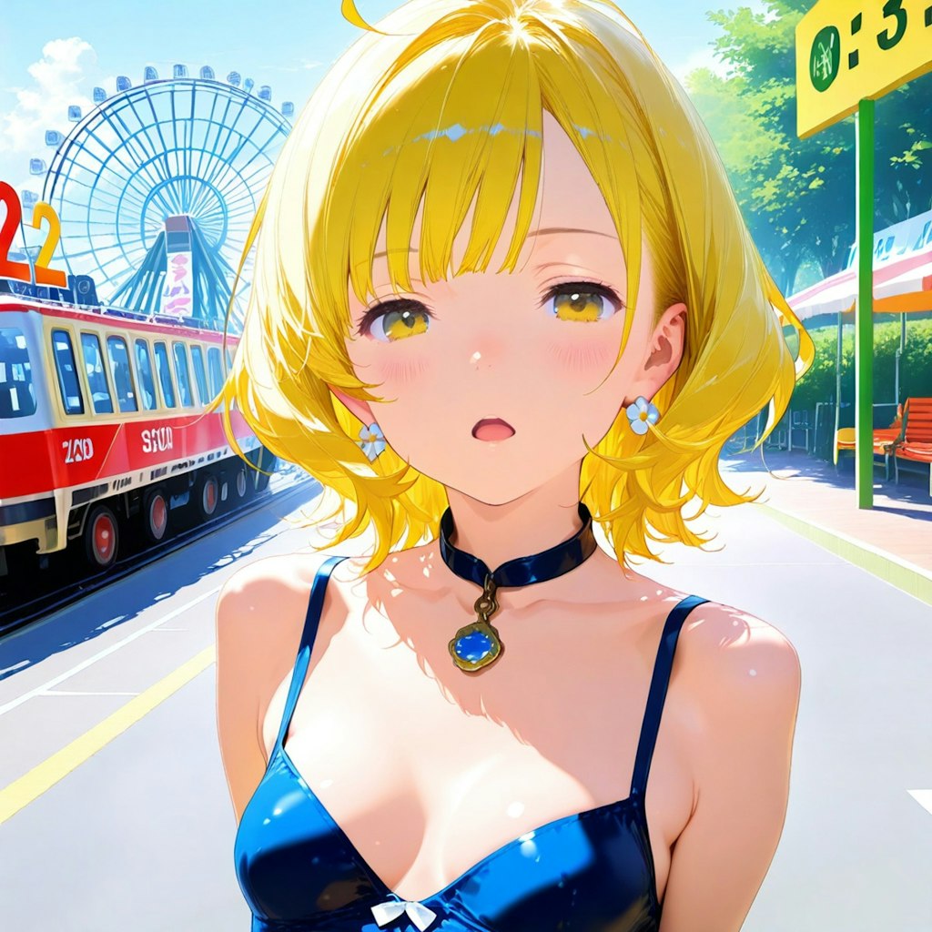遊園地に遊びに来たユイちゃん