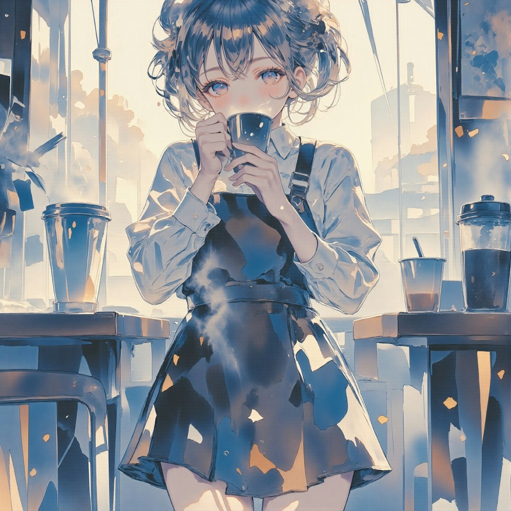コーヒーを飲む女の子 2