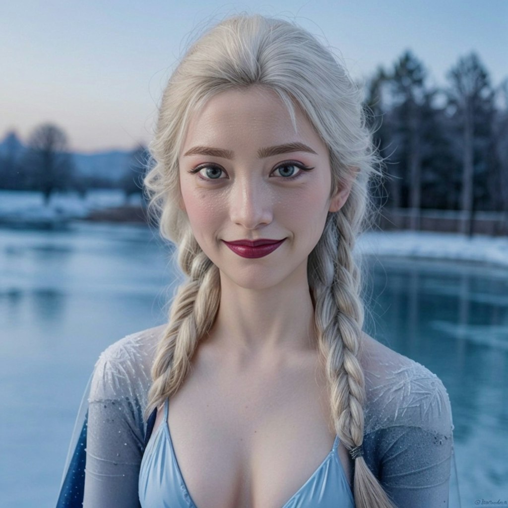 雪と氷の世界で魅了するアナと雪の女王の「エルサ」のセクシーなビキニコスプレでファンを魅了