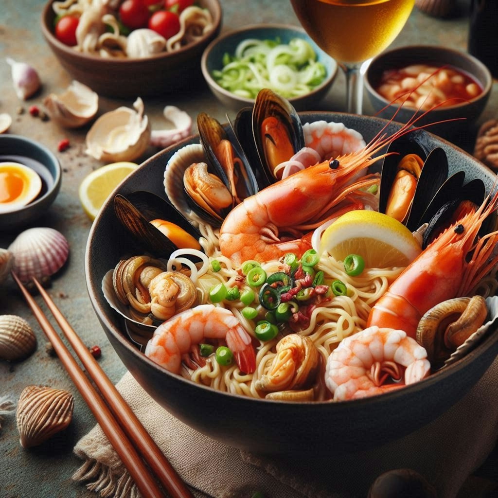 二次会で出されるseafood noodle