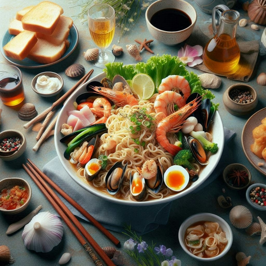 二次会で出されるseafood noodle