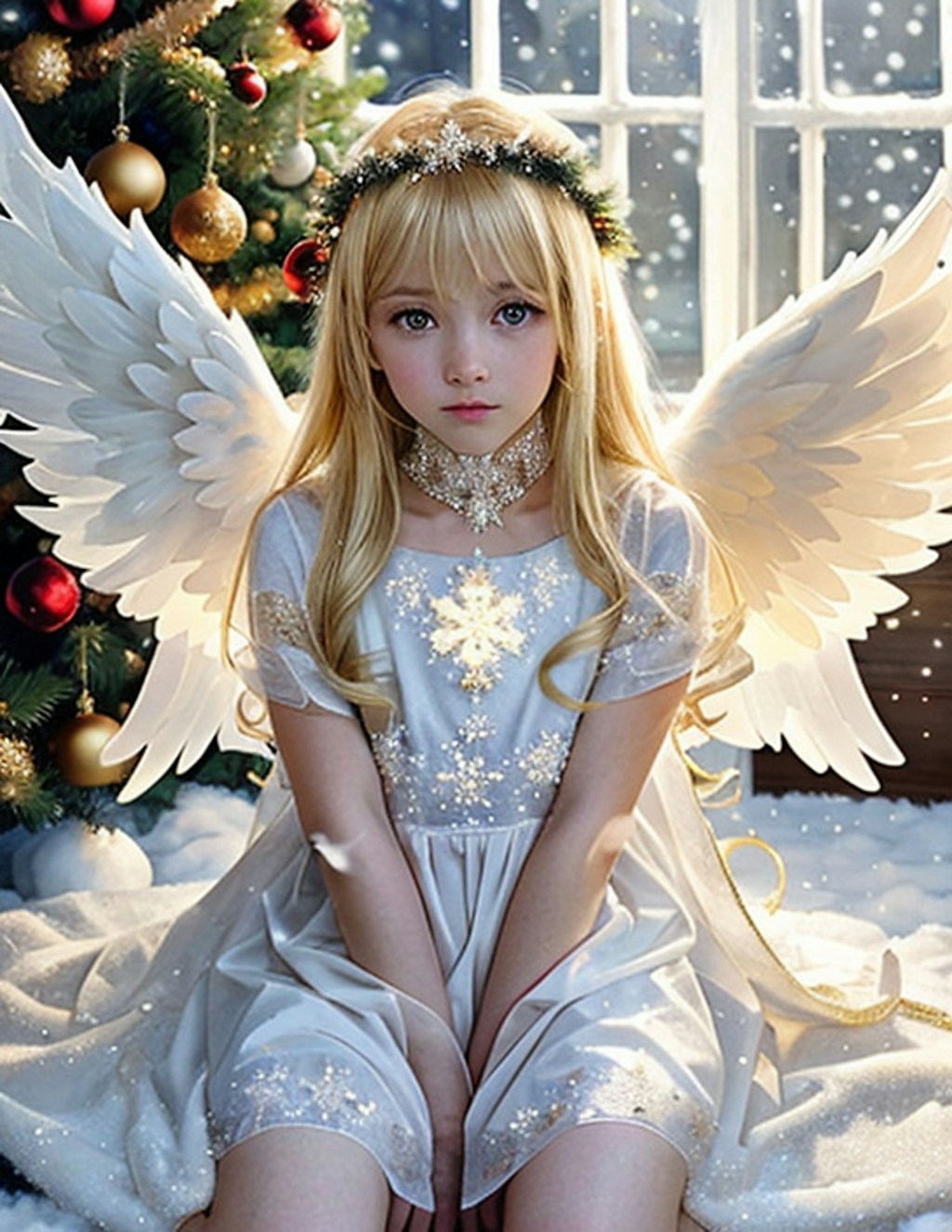 An angel descends on Christmas morning(photo real)