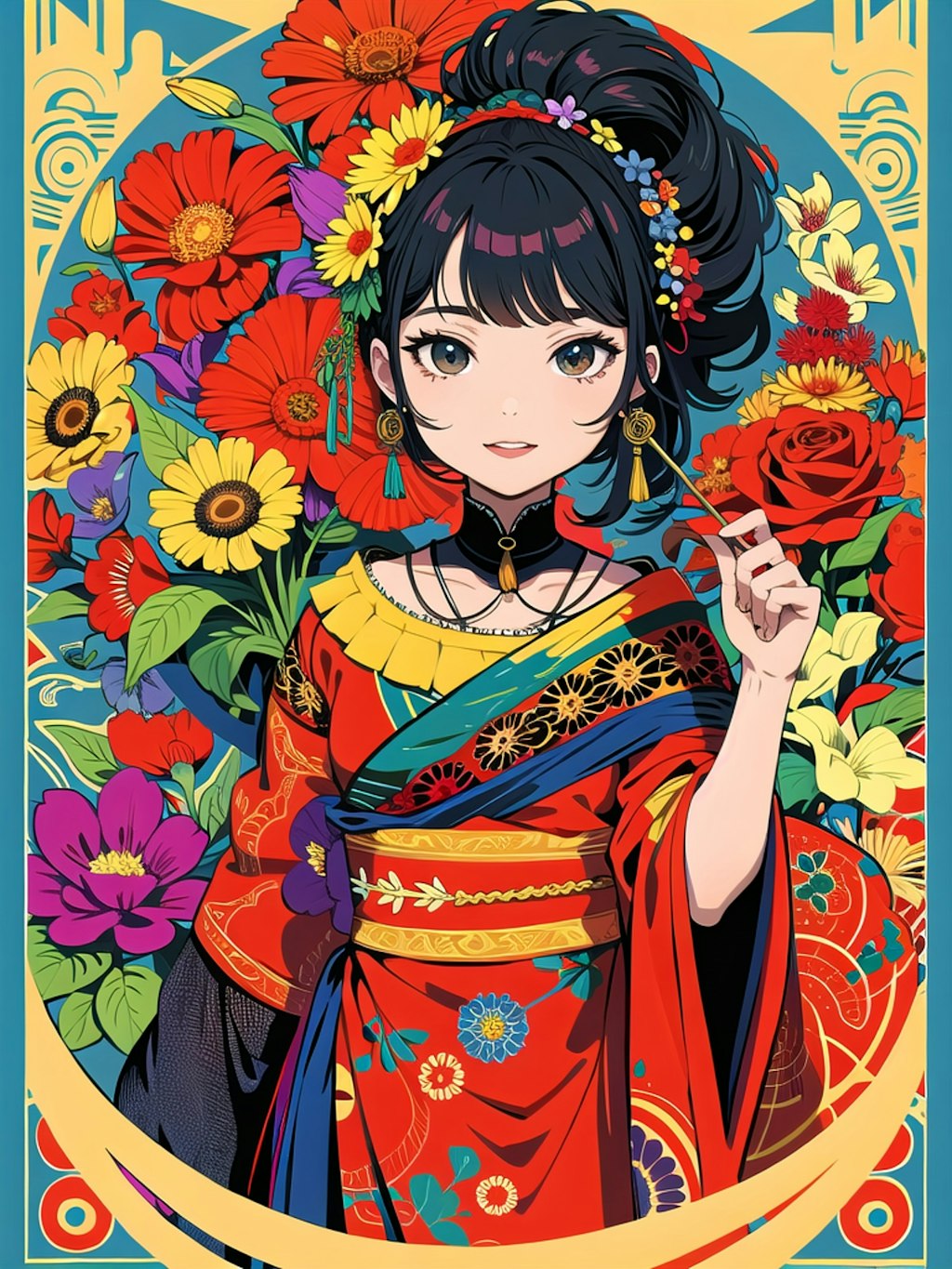 flat color , colorful , flowers 2