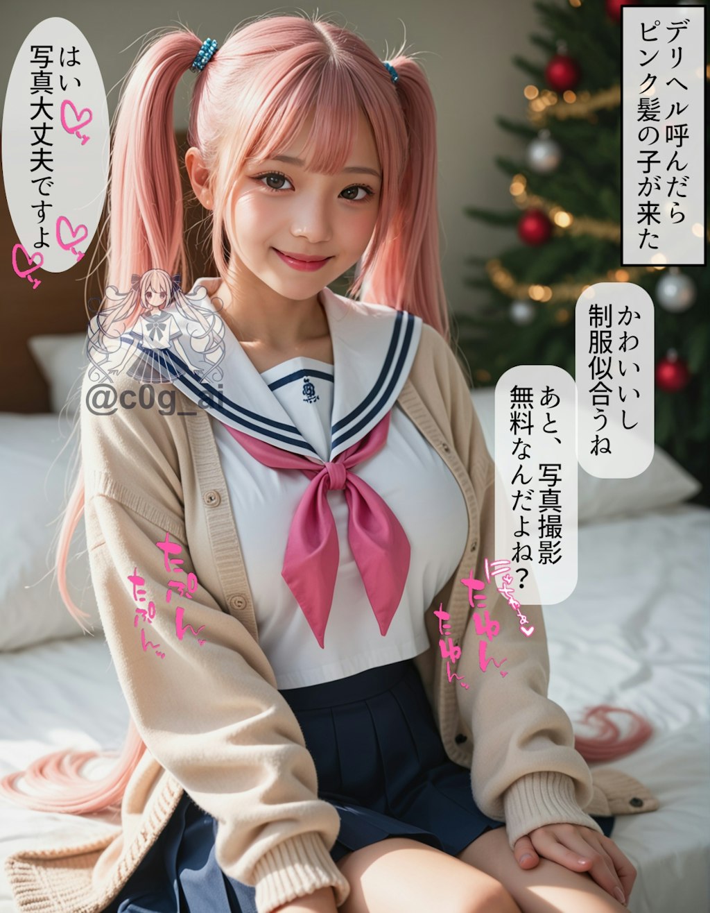 デリヘル呼んだらセーラー服が似合うピンク髪のかわいい子がやって来た