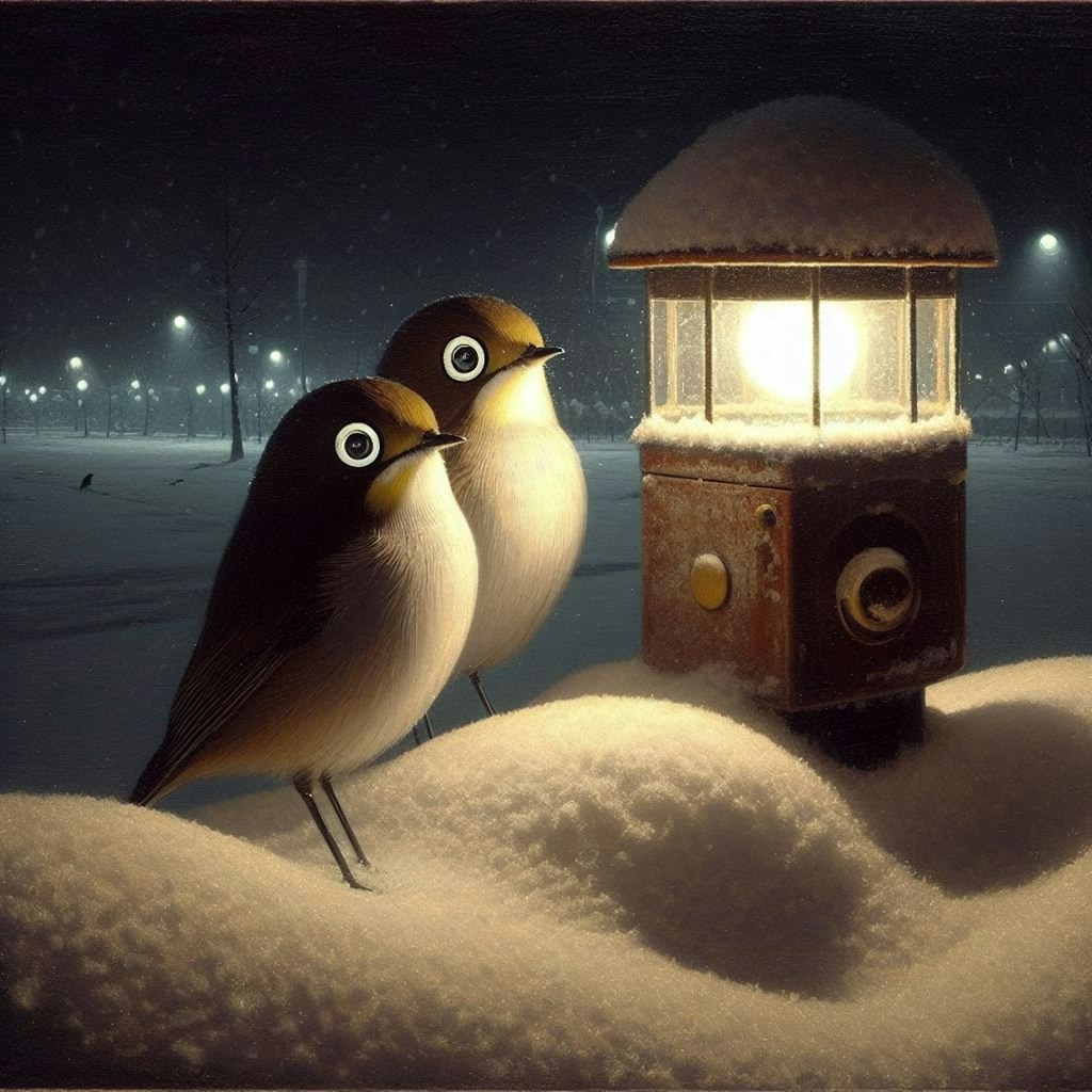 White-eyes in winter night (1)