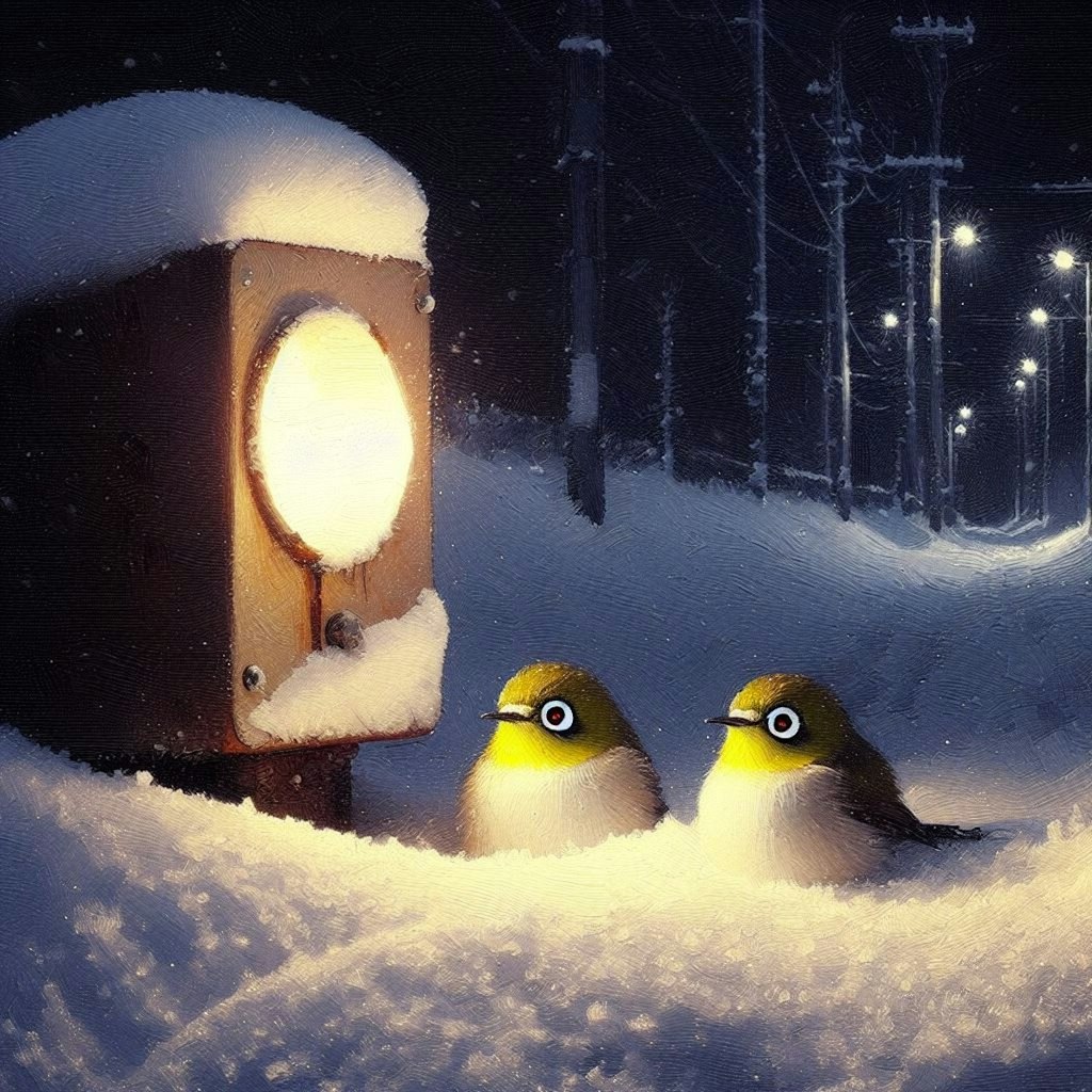 White-eyes in winter night (1)