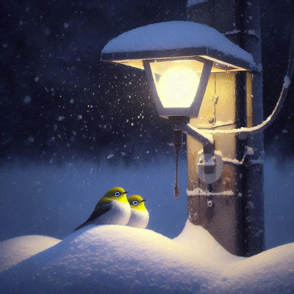 White-eyes in winter night (1)