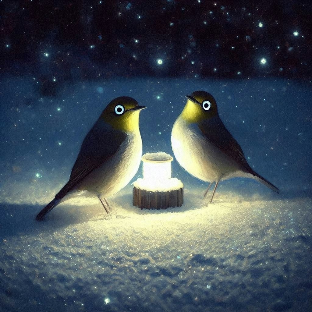 White-eyes in winter night (1)