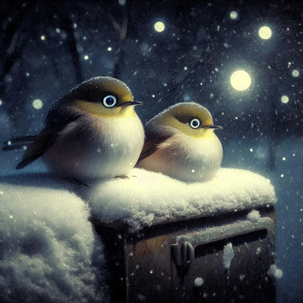 White-eyes in winter night (1)