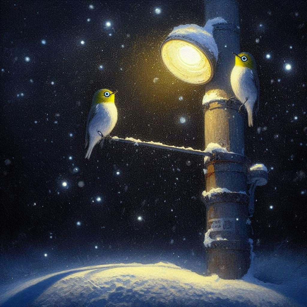 White-eyes in winter night (1)