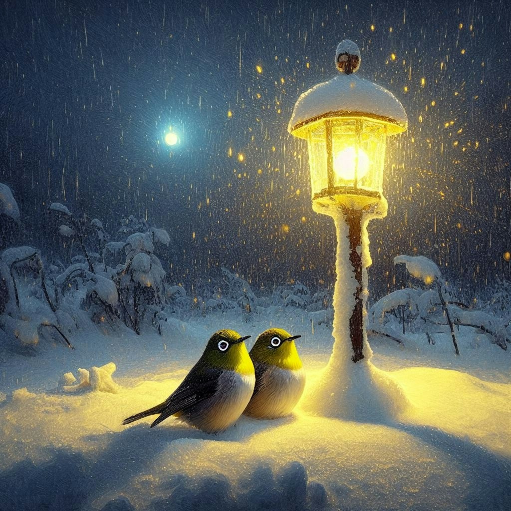 White-eyes in winter night (1)