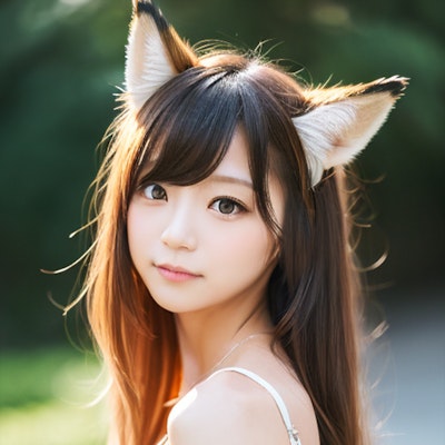 狐耳×茶髪×白ワンピース