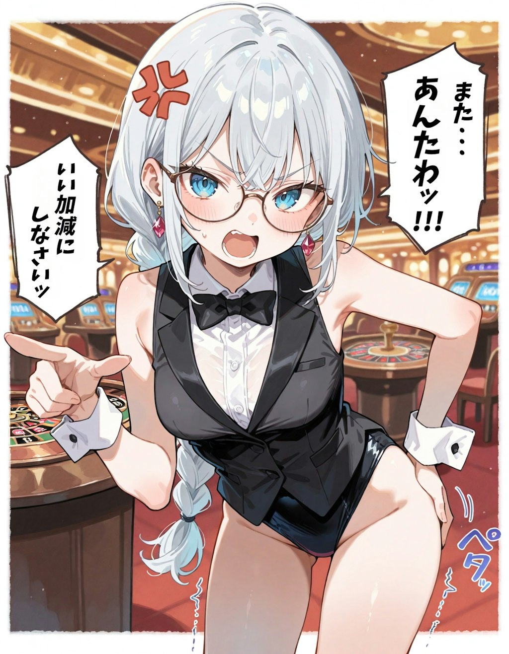 【四コマ】カジノディーラーのつりメガネ少女ちゃん3