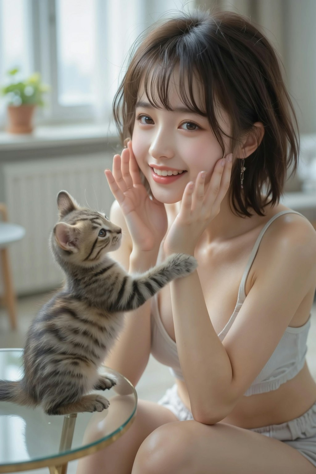 美女と子猫