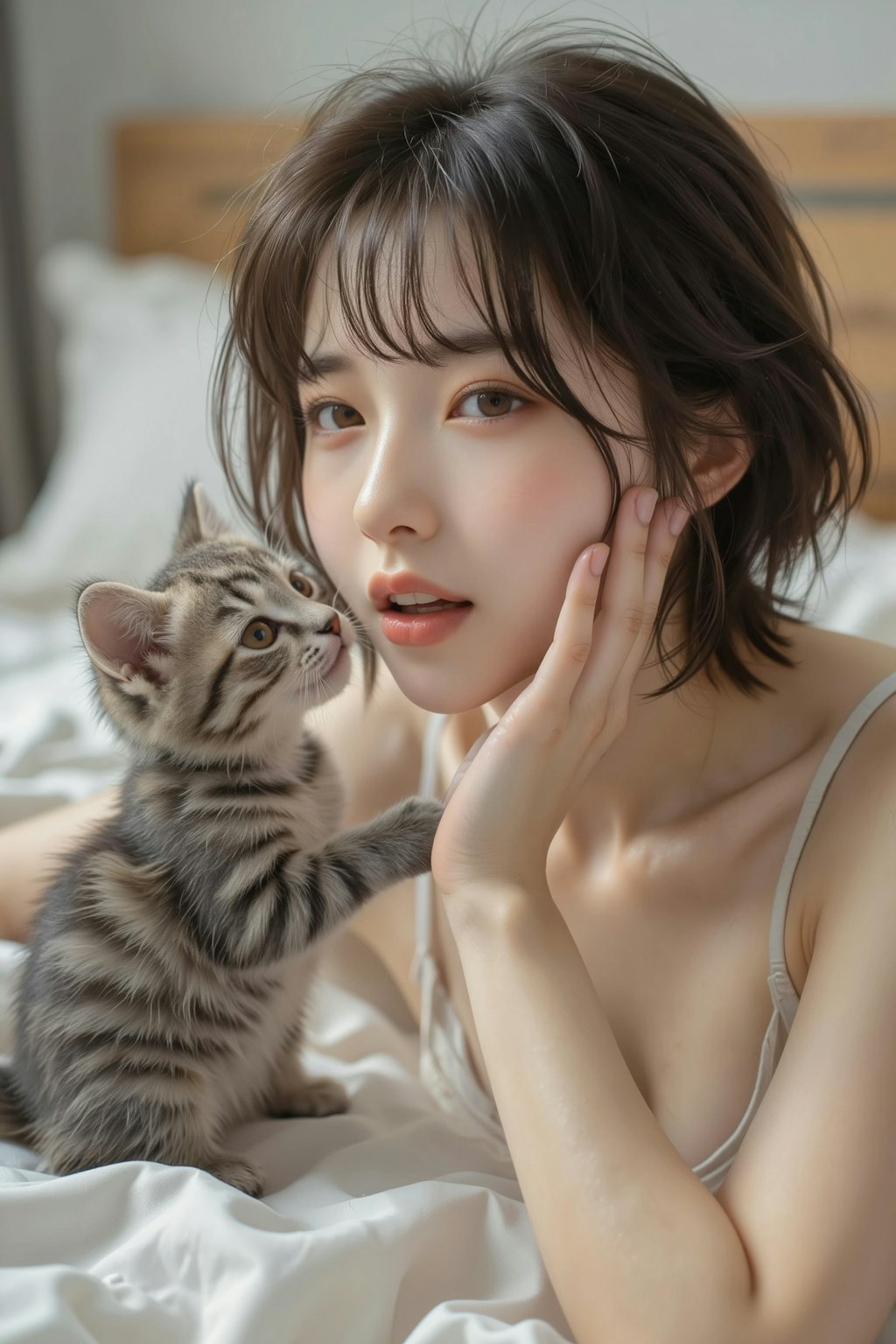 美女と子猫