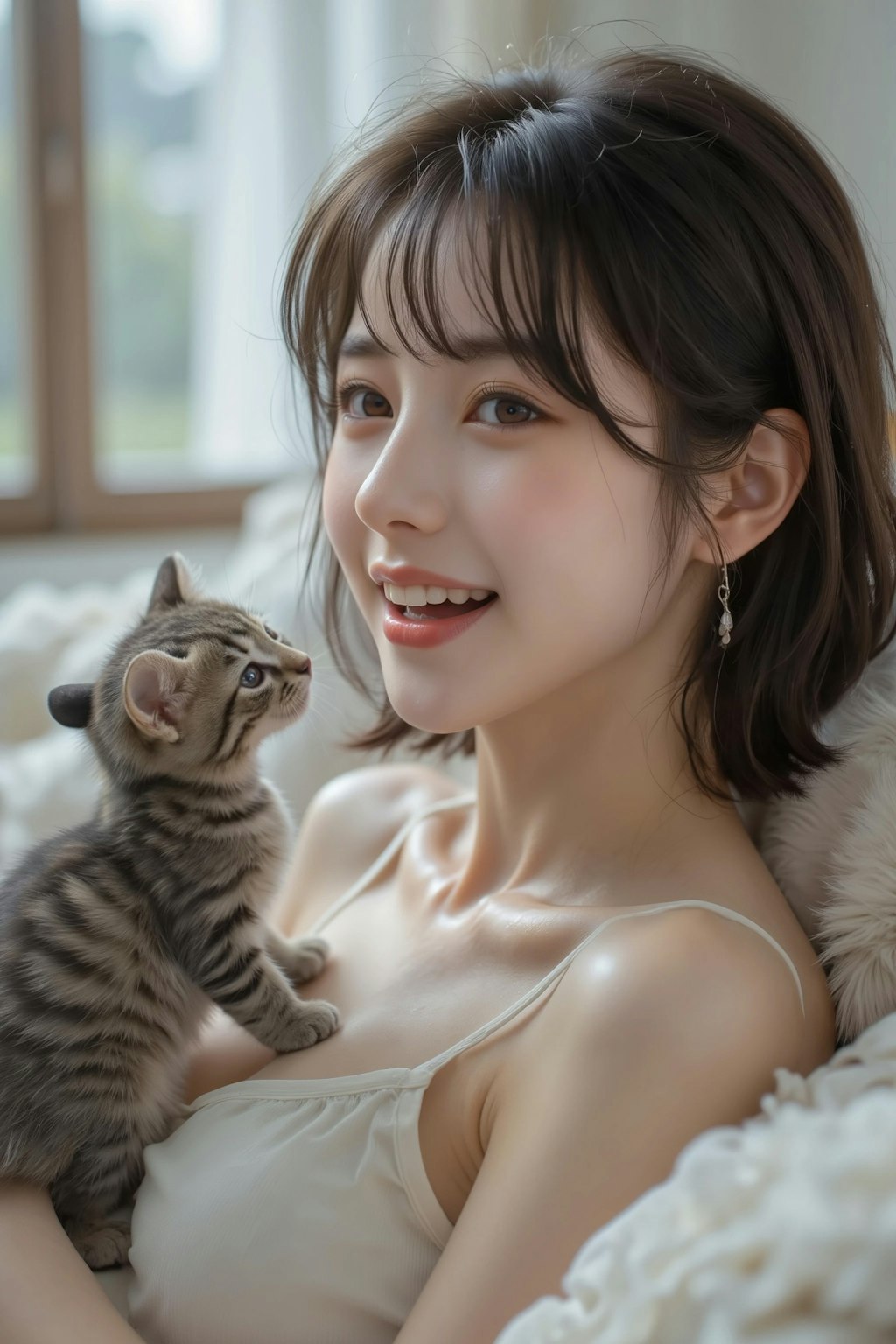 美女と子猫