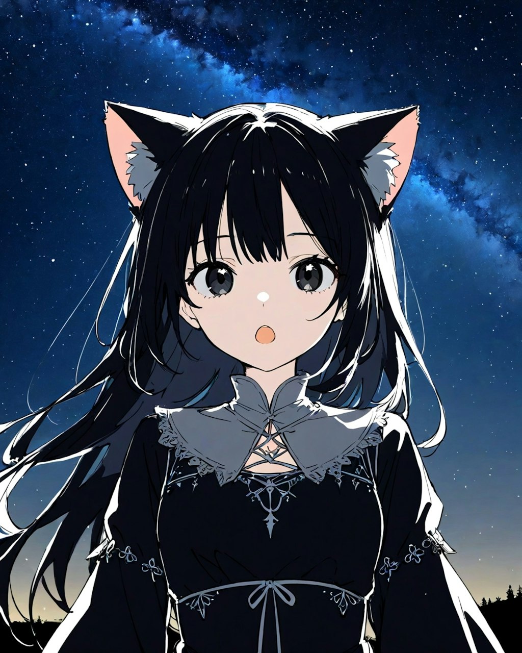 夜の星と黒い猫1