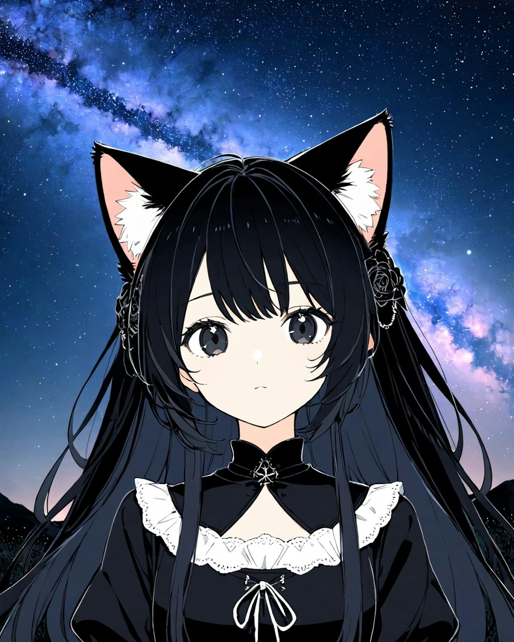 夜の星と黒い猫1