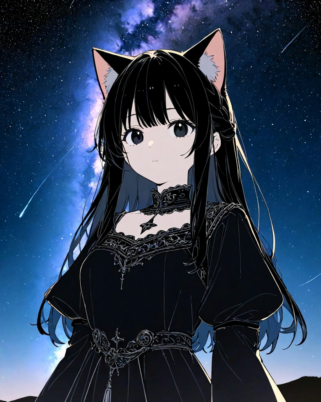 夜の星と黒い猫1