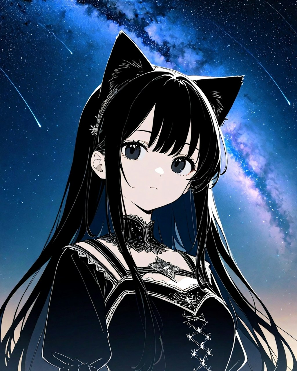 夜の星と黒い猫1