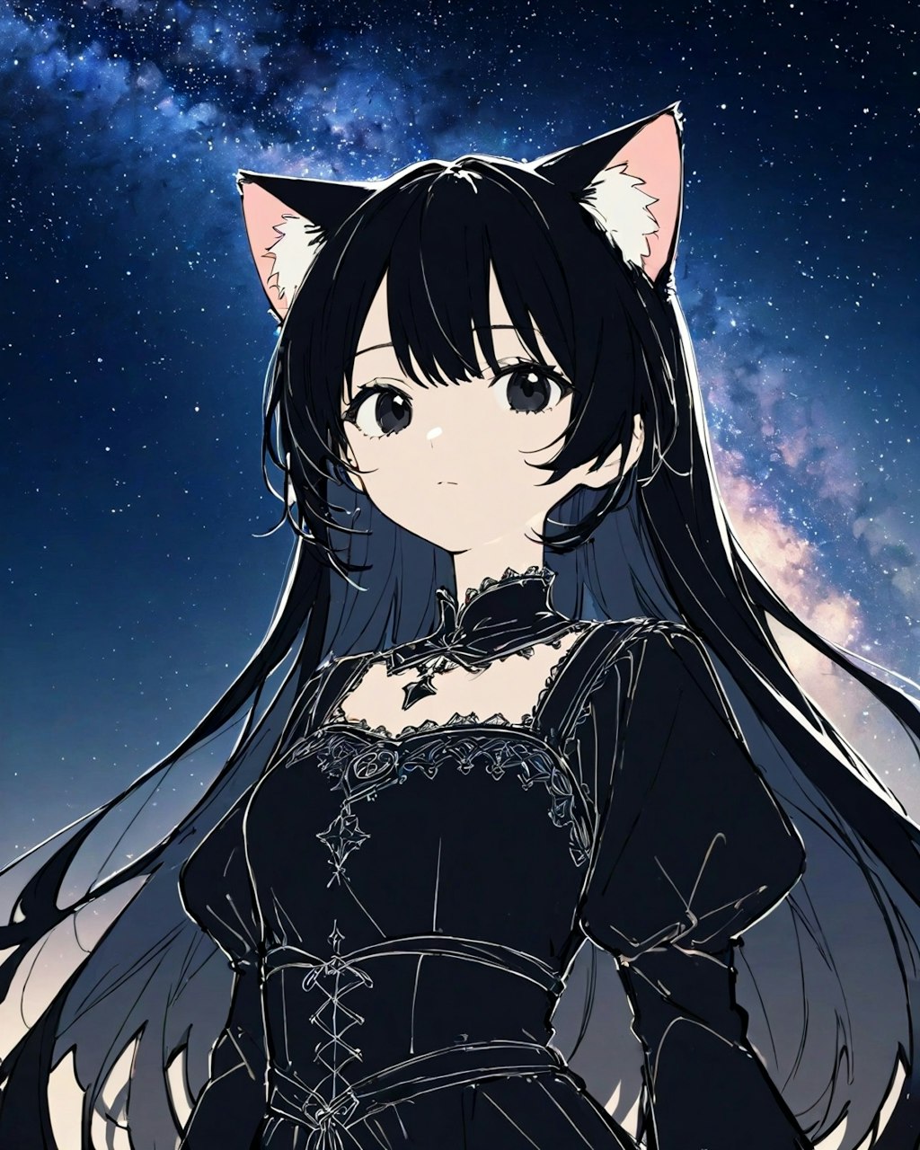 夜の星と黒い猫1