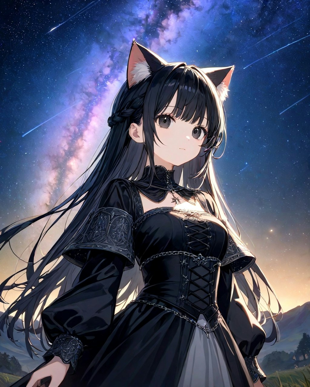 夜の星と黒い猫1