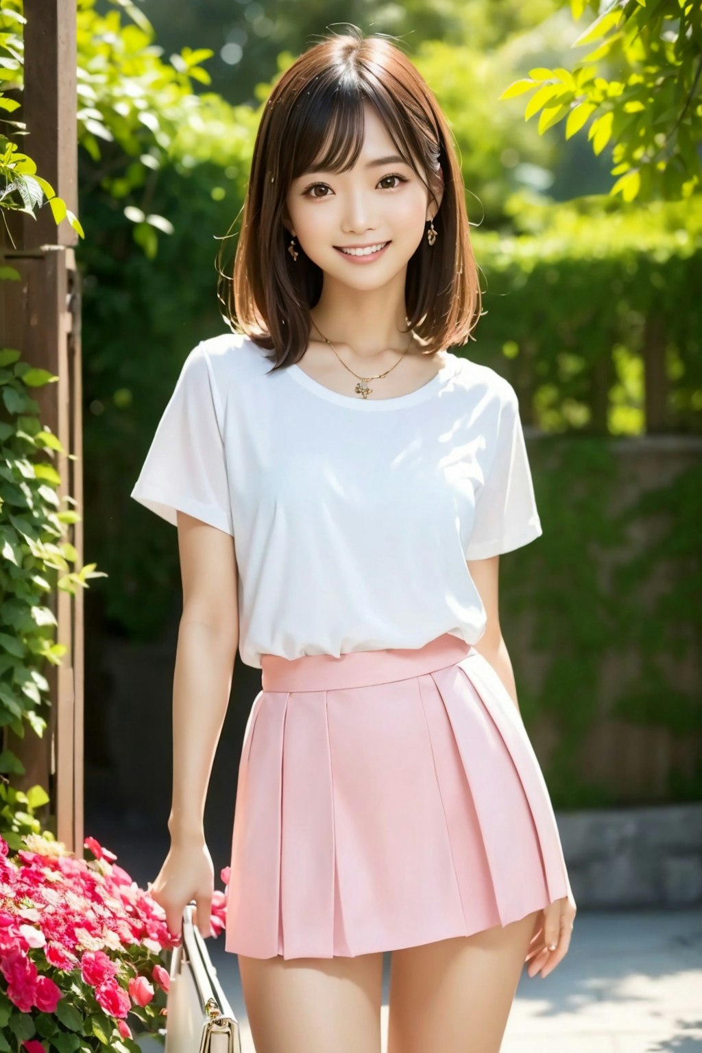 バラの花と れなちゃん