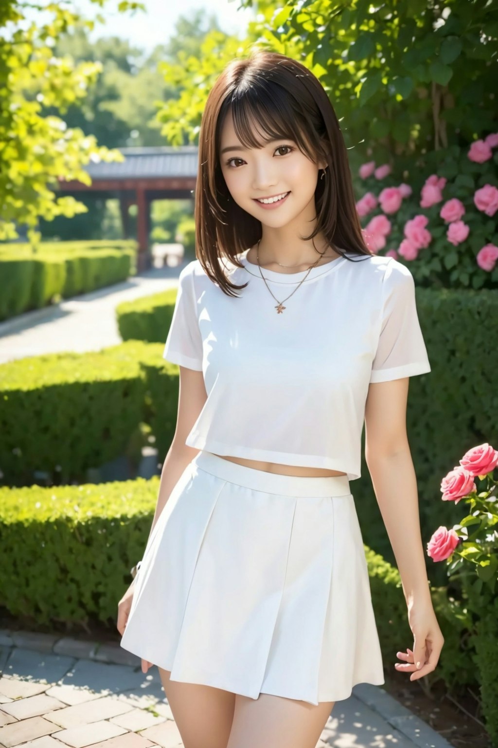 バラの花と れなちゃん