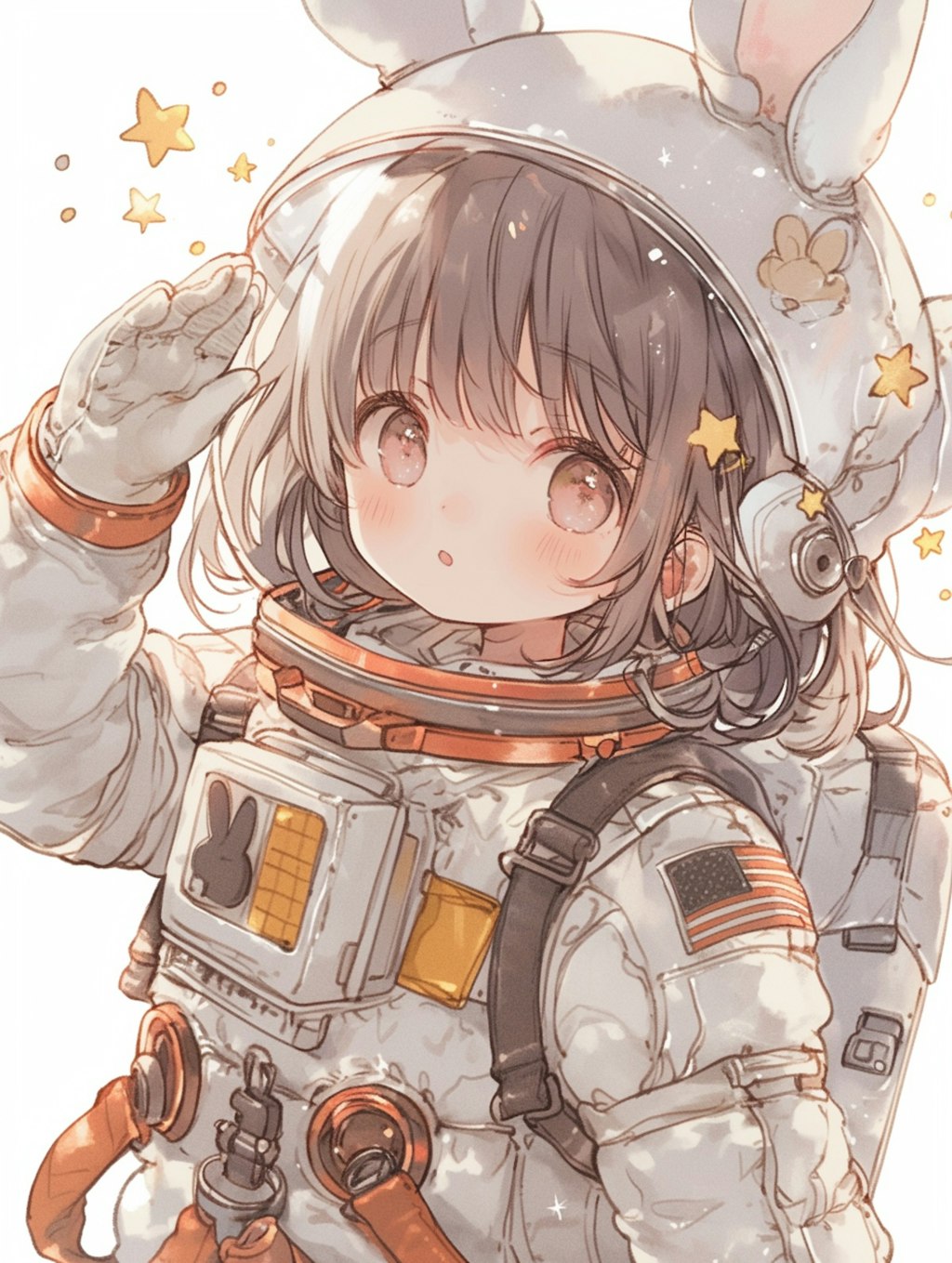 うさ耳宇宙飛行士。