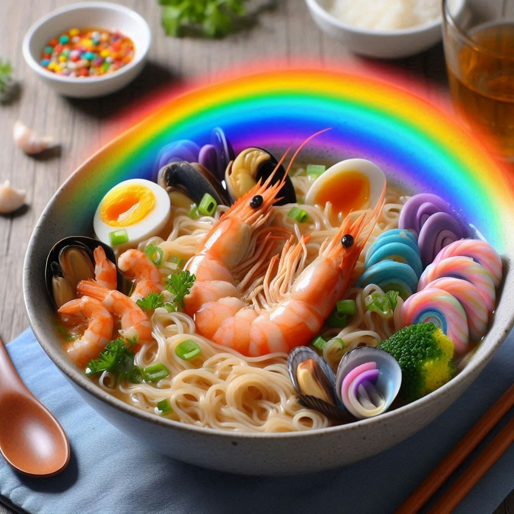 虹のseafood noodle